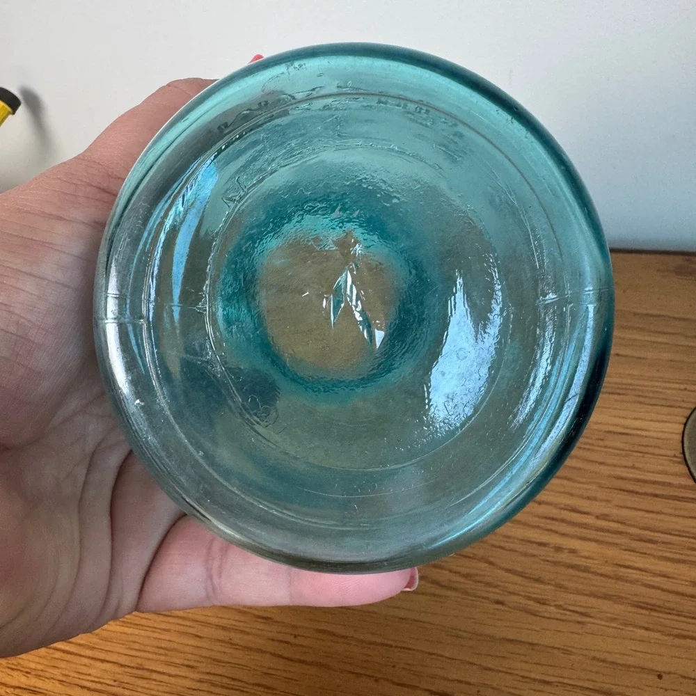 Vintage‎ Ball Perfect Mason Aqua Blue Glass Jar Tall 193-1933 Mold 7